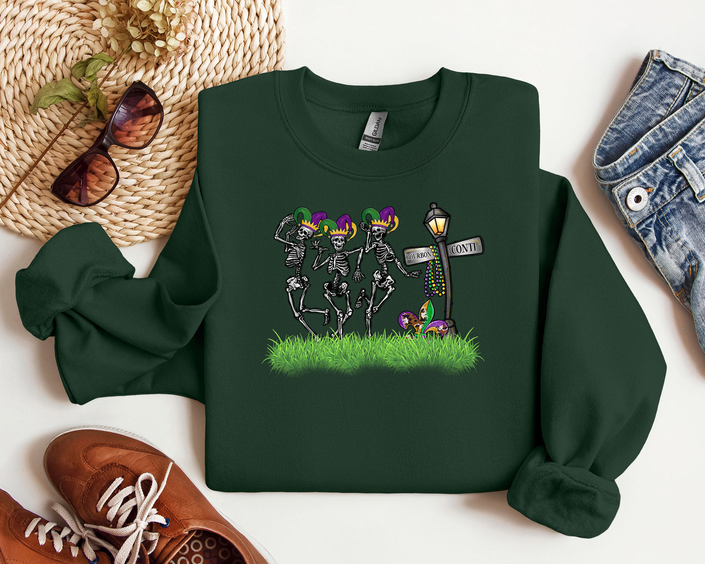 Skeleton Mardi Gras Sweatshirt