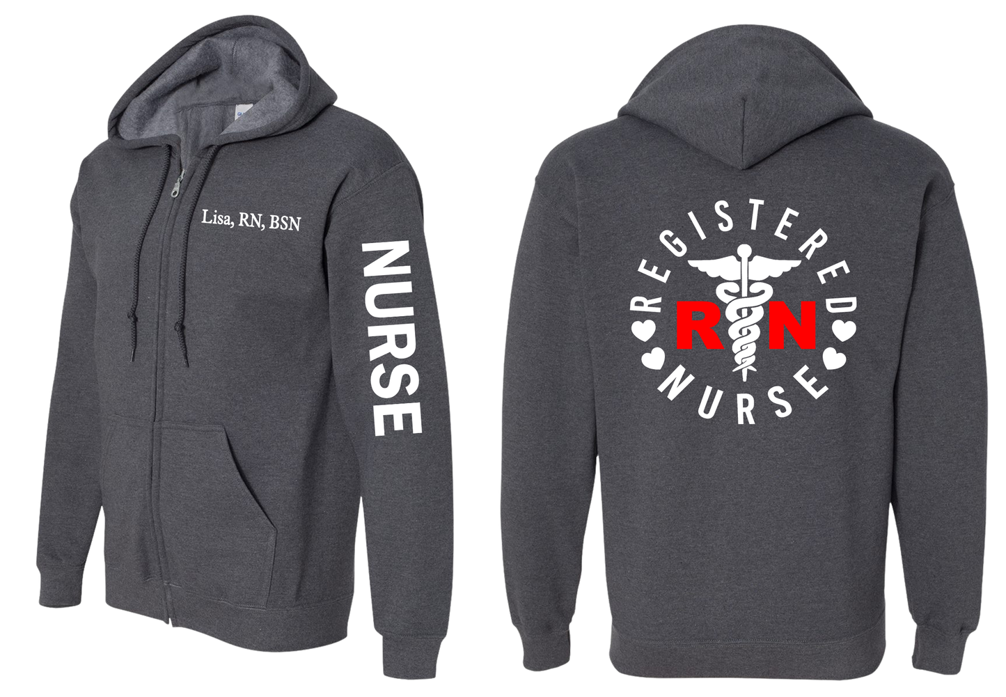 Personalize Nurse Zip Up Jacket Hoodie (Copy)