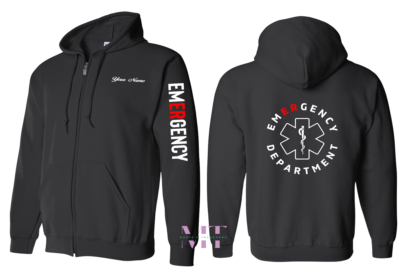 Personalized Emergency Department Zip Up Jacket Hoodies