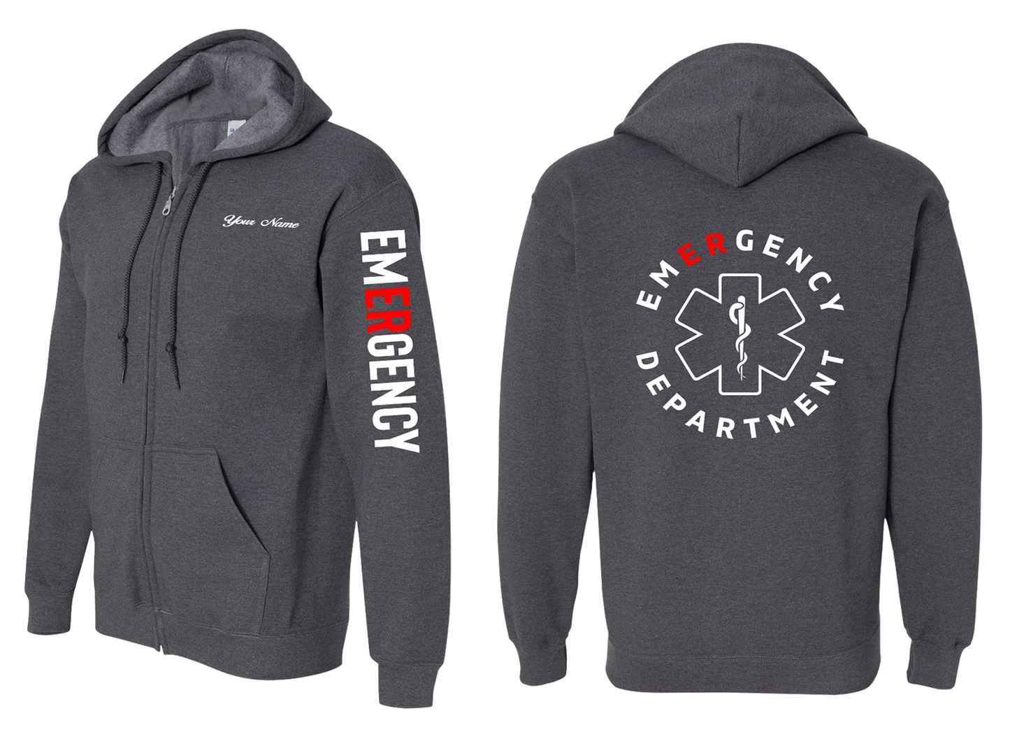 Personalized Emergency Department Zip Up Jacket Hoodies