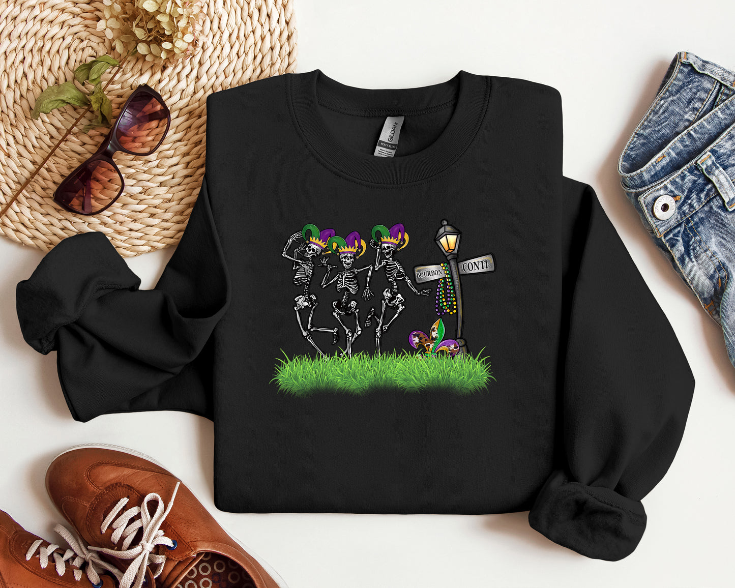 Skeleton Mardi Gras Sweatshirt