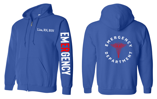 Personalized Emergency Room Department Zip Up Jacket Hoodie