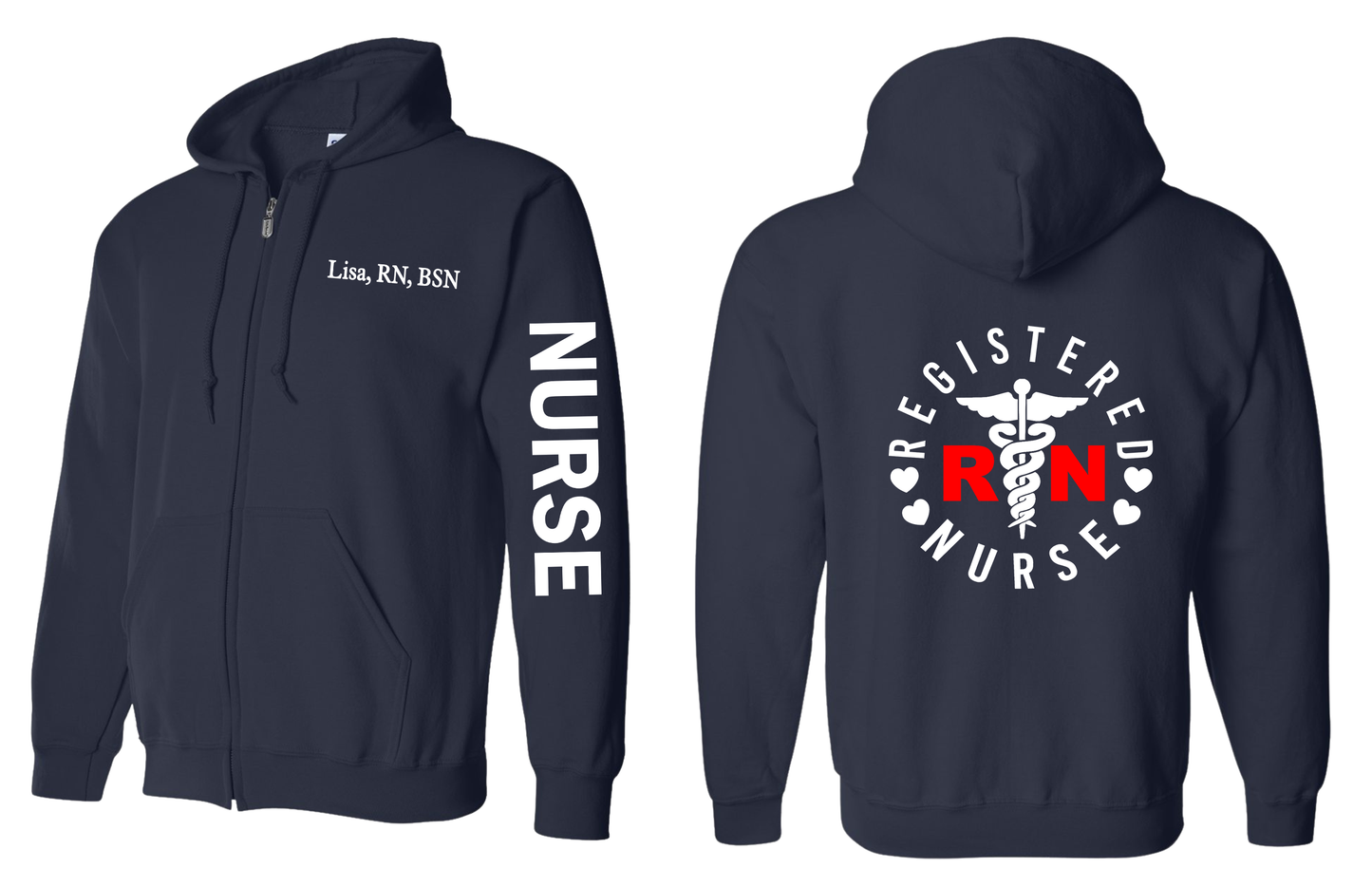 Personalize Nurse  Zip Up Jacket Hoodie (Copy)